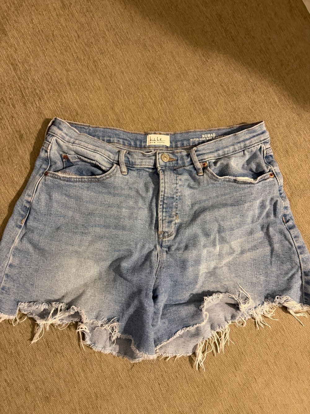Nicole Miller Light Blue Distressed Denim Cutoff Shorts